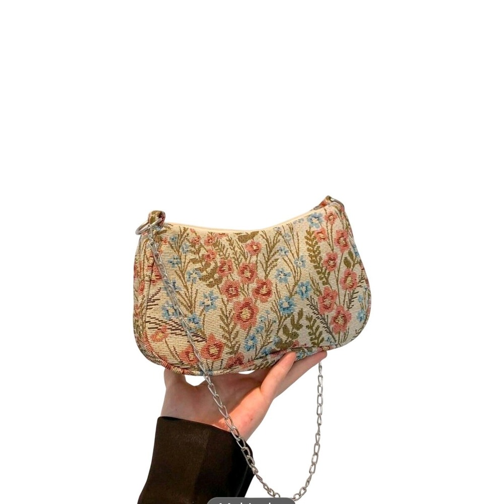 Floral Tapestry Shoulder Bag Purse Chain Strap Cottagecore Y2K‎ Aesthetic